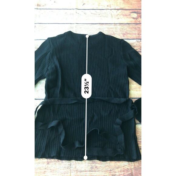 Lemmi For Nina Leonard Womens Pullover Sweater Belted Tie Waist Knit Sz L - Picture 4 of 6